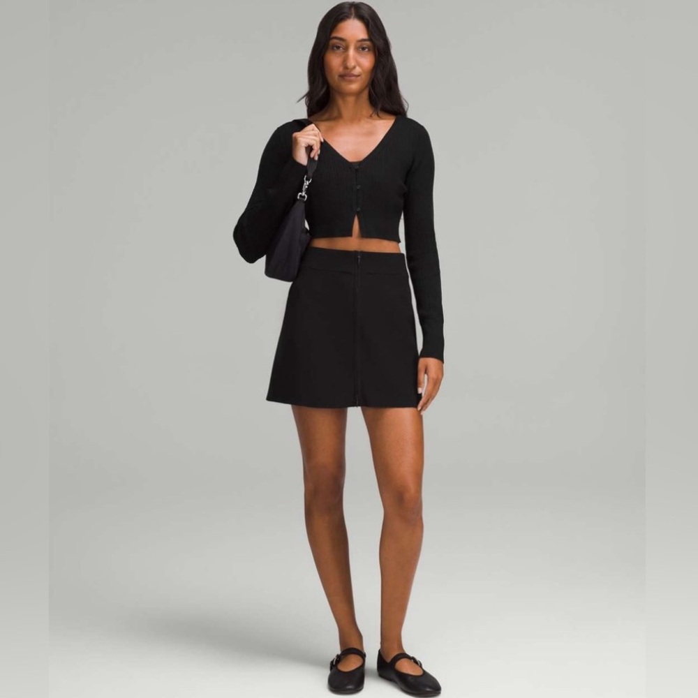 Lululemon✨Ribbed-Knit Mini Skirt RARE•Black•Knit Full Zip Skirt•Like New•Large - Picture 6 of 15